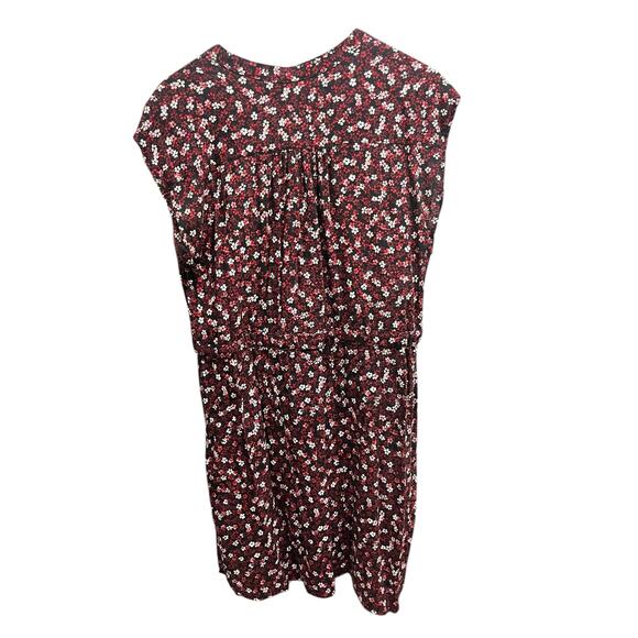 Sandra Darren Women's Red Pink Floral Blouson Drawstring Above Knee Dress 16 - Picture 2 of 4